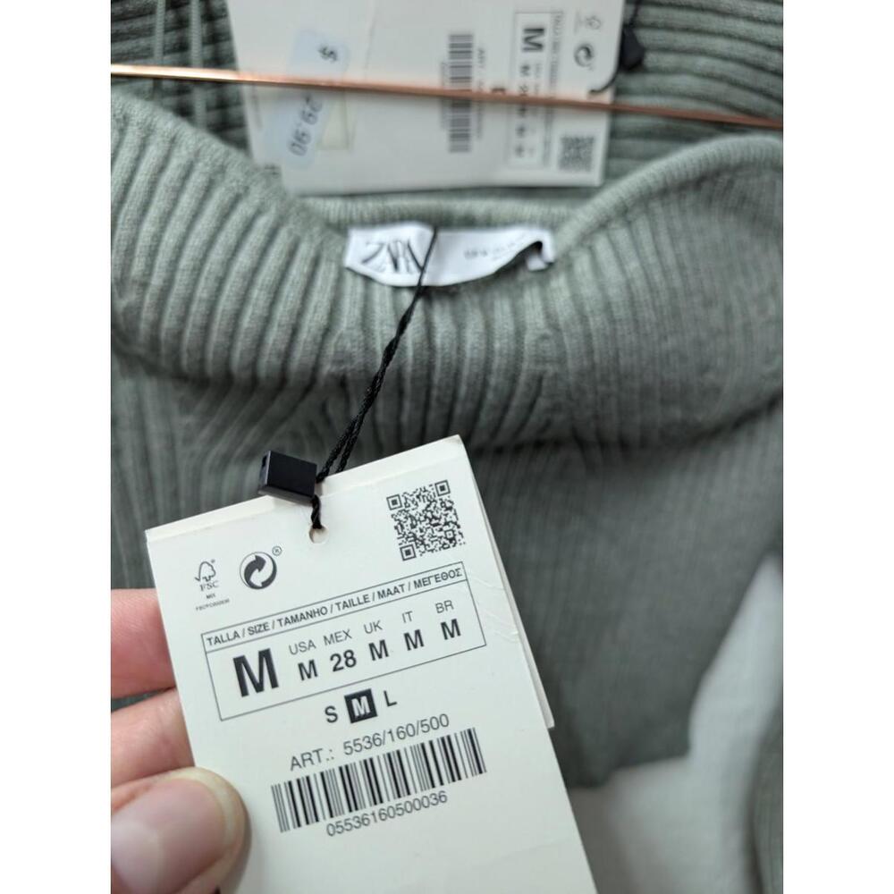 NWT Zara Ribbed Arm Warmers & Strapless Top Bodice Set Gray Green Size Medium - Picture 6 of 8